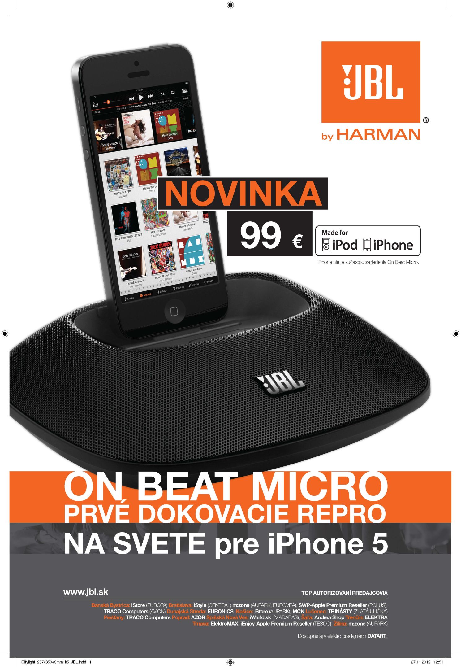 ON BEAT MICRO prvy dock pre iPhone 5/nove iPod Nano a Touch